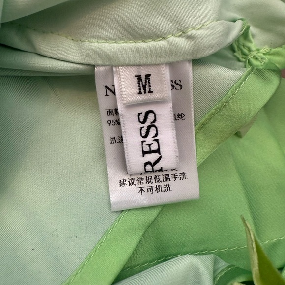 Nodress Birthday Cake Print Satin Slip Mini Dress in Light Green M Y2K - Picture 4 of 9